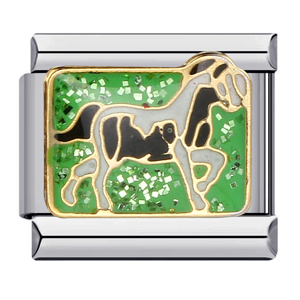 Green Titanium Steel Welded Gold-plated Drip Oil Bracelet Cartoon DIY Italian Module Bracelet Accessories Wholesale