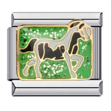 Green Titanium Steel Welded Gold-plated Drip Oil Bracelet Cartoon DIY Italian Module Bracelet Accessories Wholesale