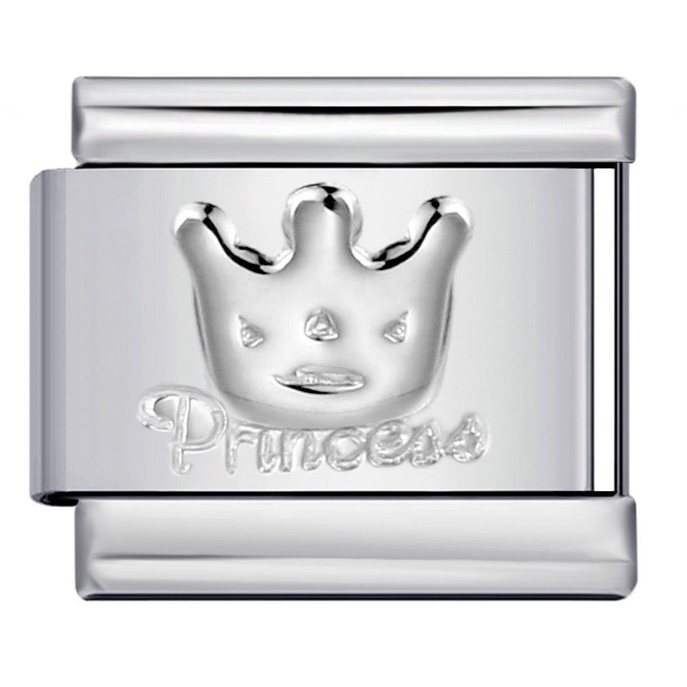 Convex Silver Stamping Pattern Italian Module Bracelet DIY Titanium Steel Bracelet Italian Charms