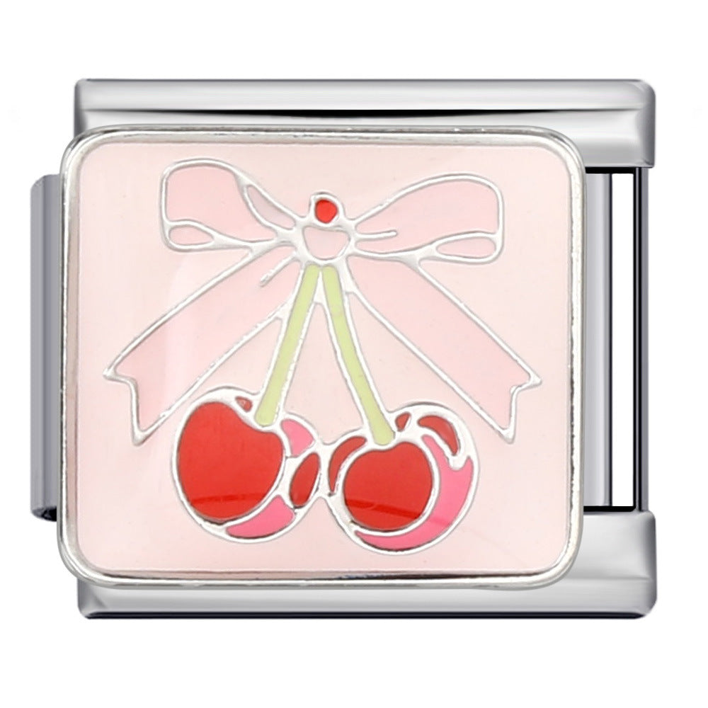 Colorful English Italian Module Bracelet Stainless Steel Welding Drip Oil DIY Jewelry Primary School Children's Gift