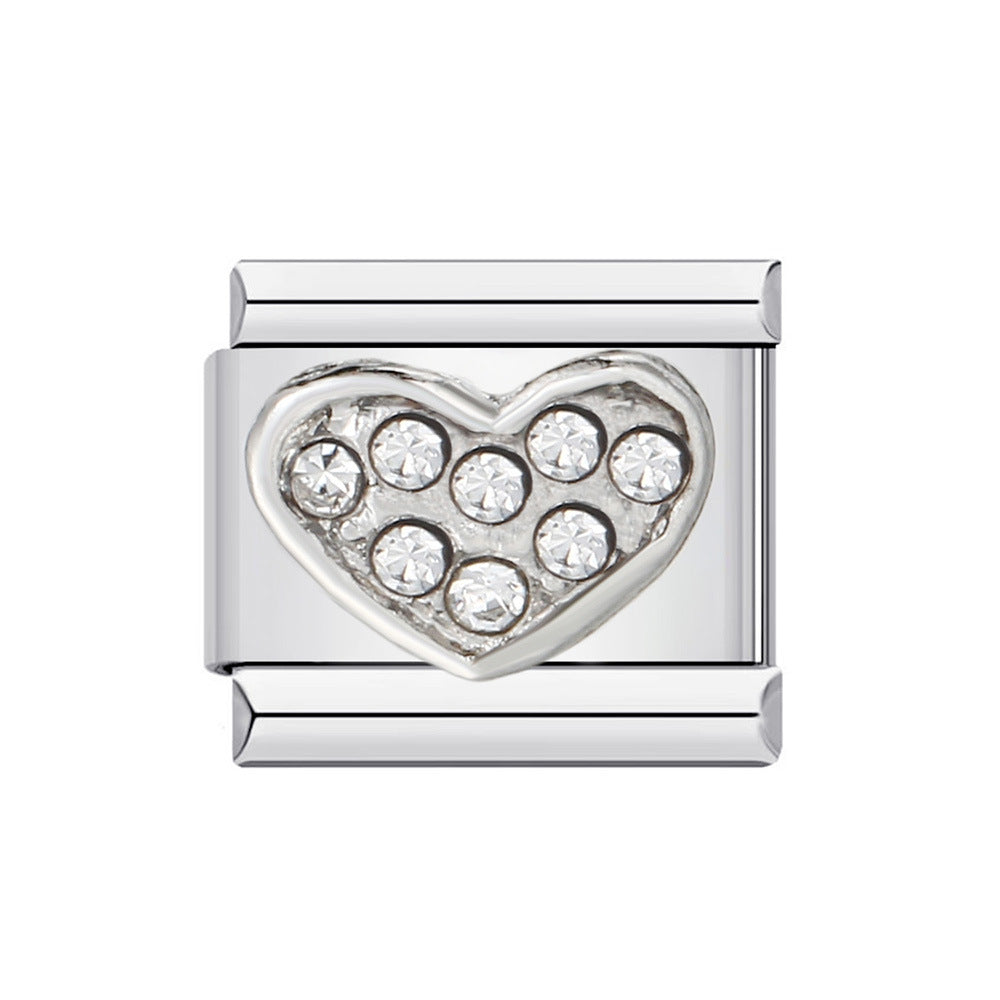 Inlaid New Titanium Steel Welding Oil Drop DIY Italian Module Bracelet Italian Charm Bracelet