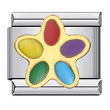 Rainbow Element Stainless Steel Italian Module Bracelet Welding Drip Oil Pattern DIY Bracelet Italian Charm