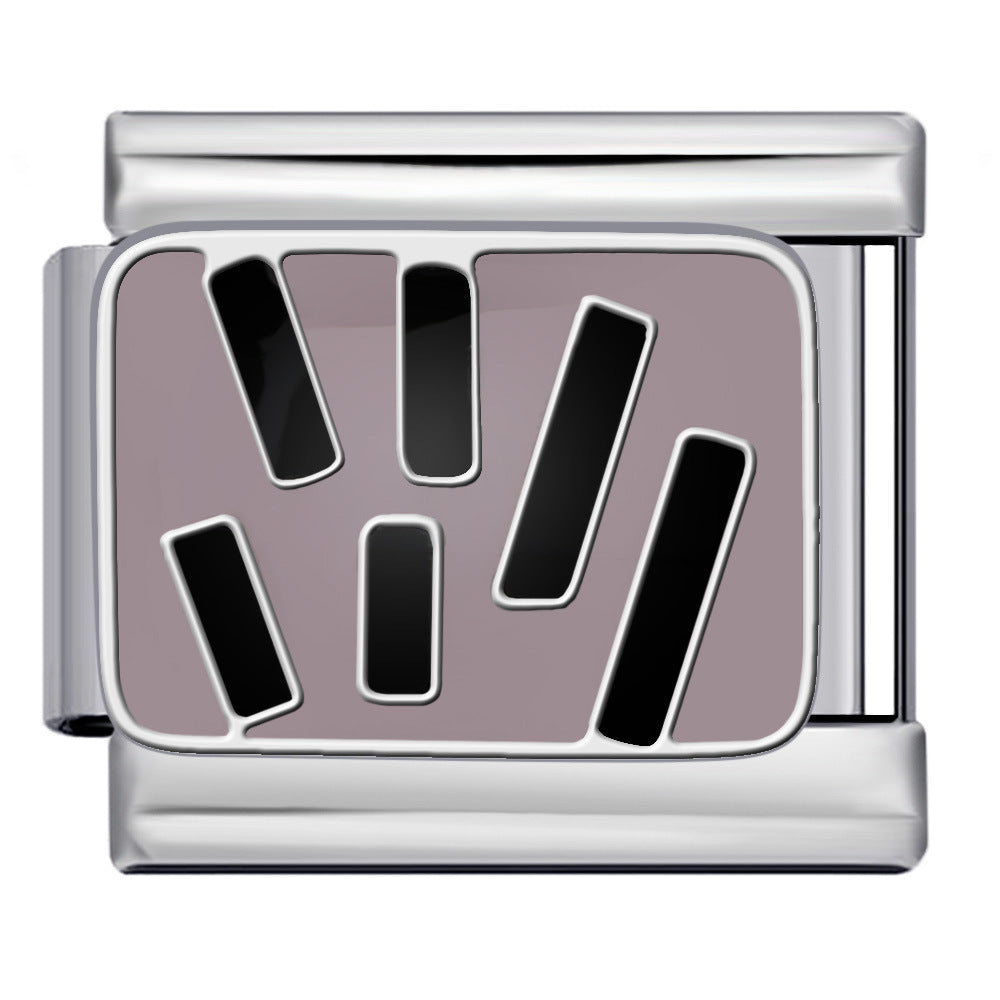 European and American Popular Fashion DIY Elastic Strap Chain Titanium Steel Welded Drip Oil Pattern Italian Module Bracelet