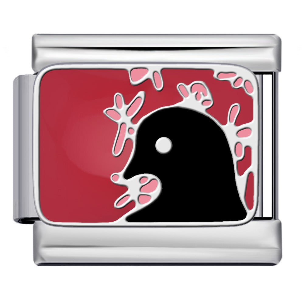 European and American Popular Fashion DIY Elastic Strap Chain Titanium Steel Welded Drip Oil Pattern Italian Module Bracelet