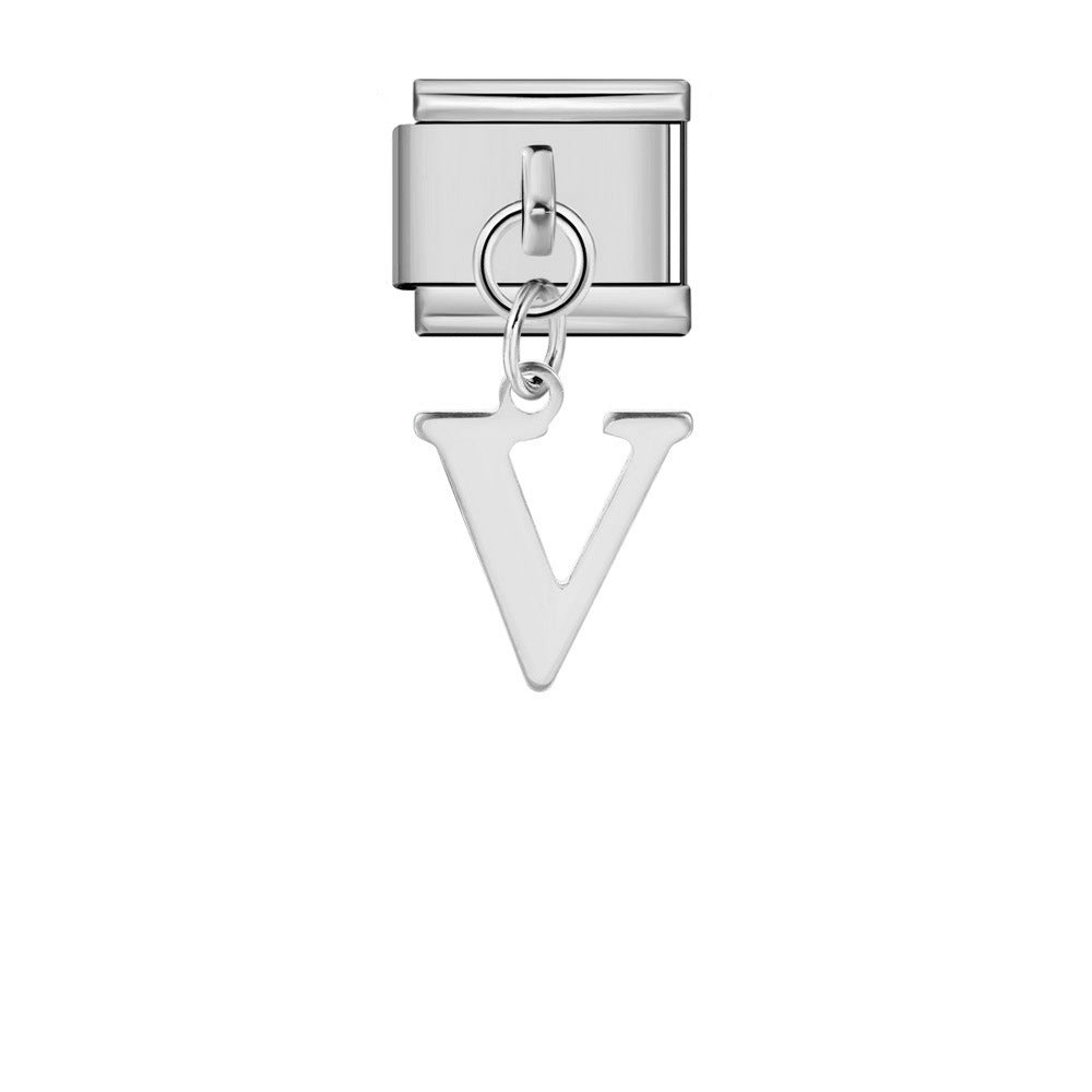 Silver Simplified Letter Italian Module Bracelet Titanium Steel Handmade DIY Hook Elastic Splicing Bracelet Accessories