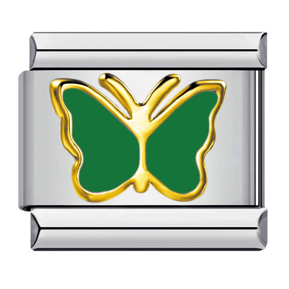 Italian Module Bracelet Color Drip Oil Stamping Pattern DIY Titanium Steel Elastic Splicing Bracelet Accessories Wholesale