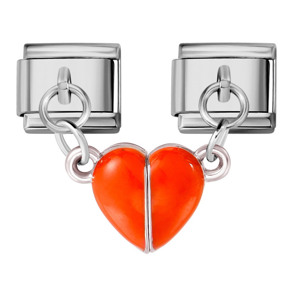 Luminous Magnetic Heart Shaped Italian Module Bracelet Stainless Steel Double Hook DIY Free Splicing Bracelet