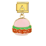 Gourmet Series Burger Fry Pendant Italian Module Bracelet Welding Drip Oil DIY Titanium Steel Strap Chain