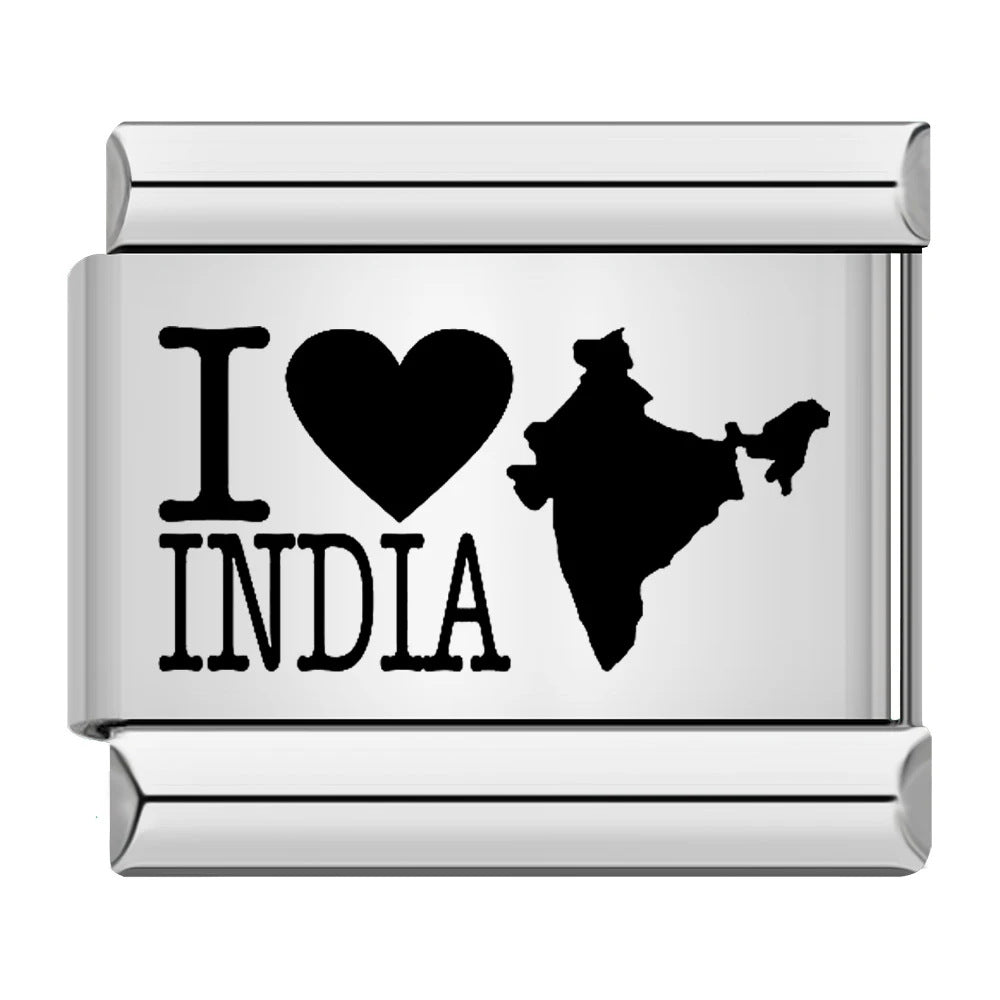 Cross Border Hot Selling Laser Engraving Heart-shaped Series Titanium Steel Handmade DIY Italian Module Bracelet Wholesale