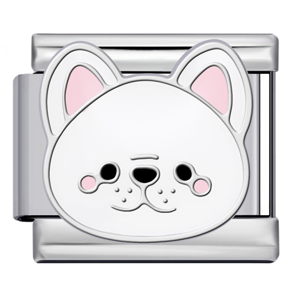 Cute Cartoon Dog Cute Pet Series Titanium Steel Welding Drip Oil DIY Italian Module Bracelet Accessories