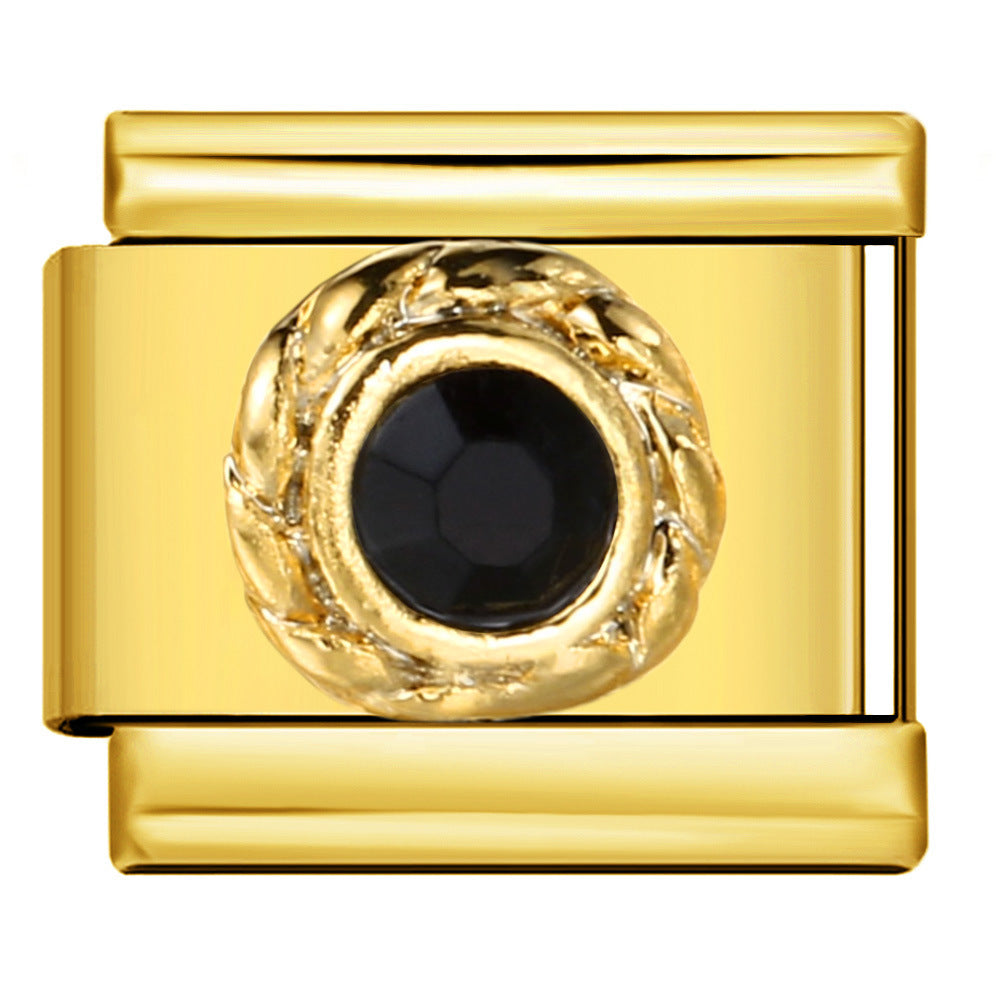 Italian Style Gold Black Modular Bracelet Titanium Steel Drip Welding Design DIY Stretchable Bangle