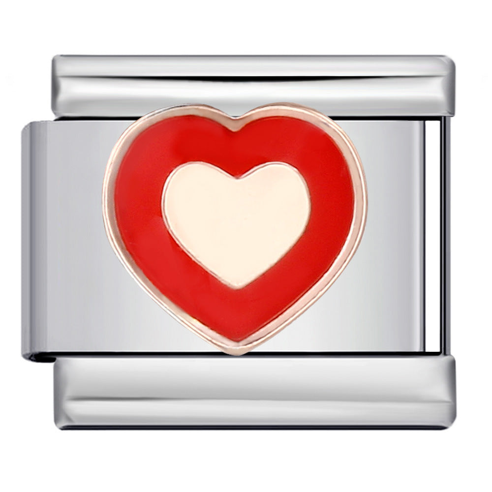 New Love Element Italian Module Bracelet Titanium Steel Gold Plated Drip Oil DIY Welding Pattern Bracelet Accessories