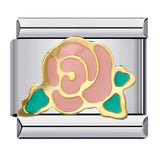 New Flower Series Titanium Steel Bracelet Welding Pattern Drip Oil DIY Italian Module Bracelet Strap Chain Wholesale