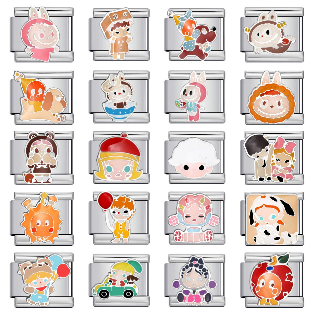 Cartoon Character Italian Module Bracelet Stainless Steel Welding Pattern DIY Elastic Splicing Versatile Bracelet