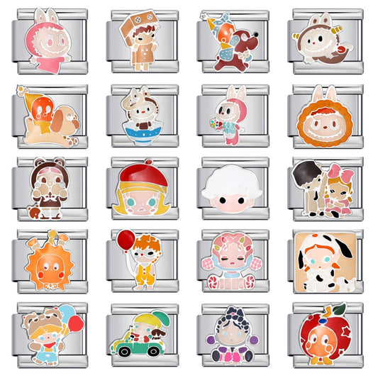 Cartoon Character Italian Module Bracelet Stainless Steel Welding Pattern DIY Elastic Splicing Versatile Bracelet