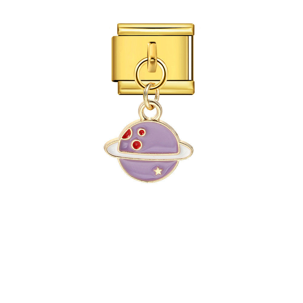 New Cute Pendant Italian Module Bracelet Titanium Steel Hook DIY Drip Oil Elastic Free Splicing Strap Chain