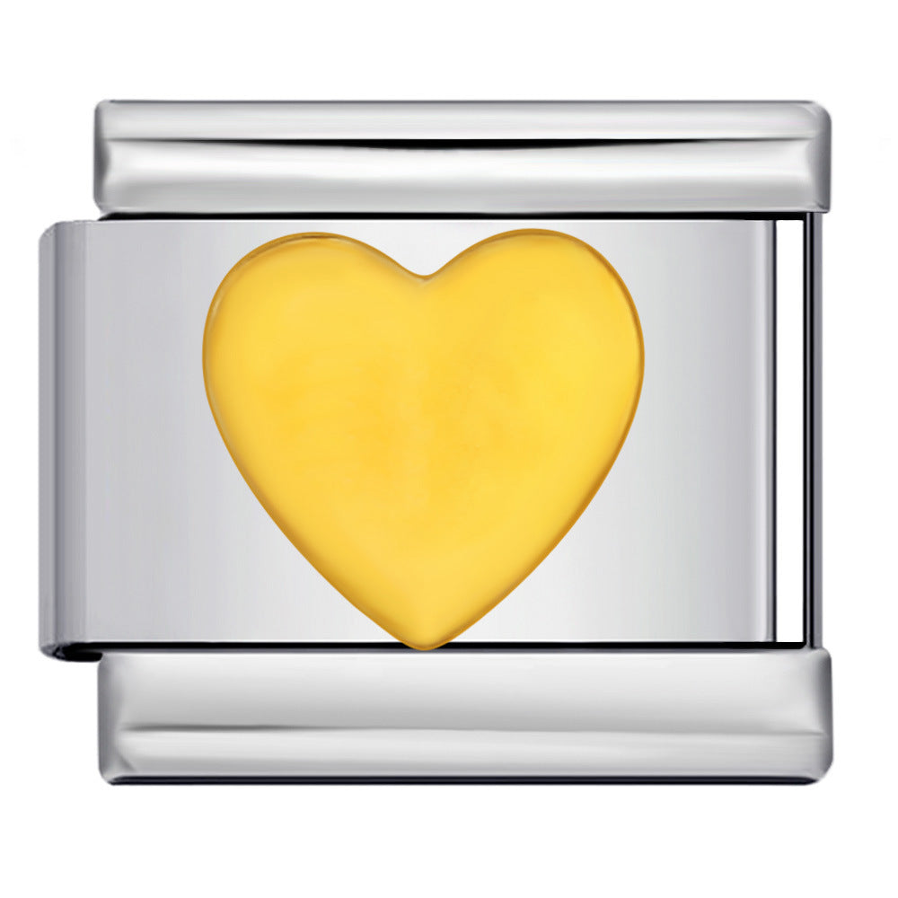 Cross Border E-commerce Love English Series Titanium Steel Welding Drip Oil DIY Italian Module Bracelet Personalized Accessories