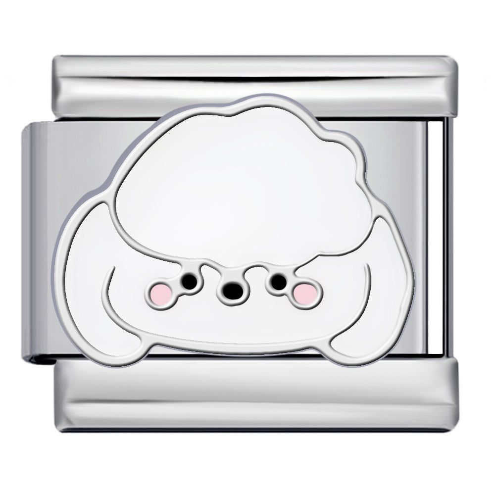 Cute Cartoon Dog Cute Pet Series Titanium Steel Welding Drip Oil DIY Italian Module Bracelet Accessories