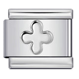 Titanium Steel Convex Silver Stamped DIY Italian Charm Bracelet with Unique Patterns