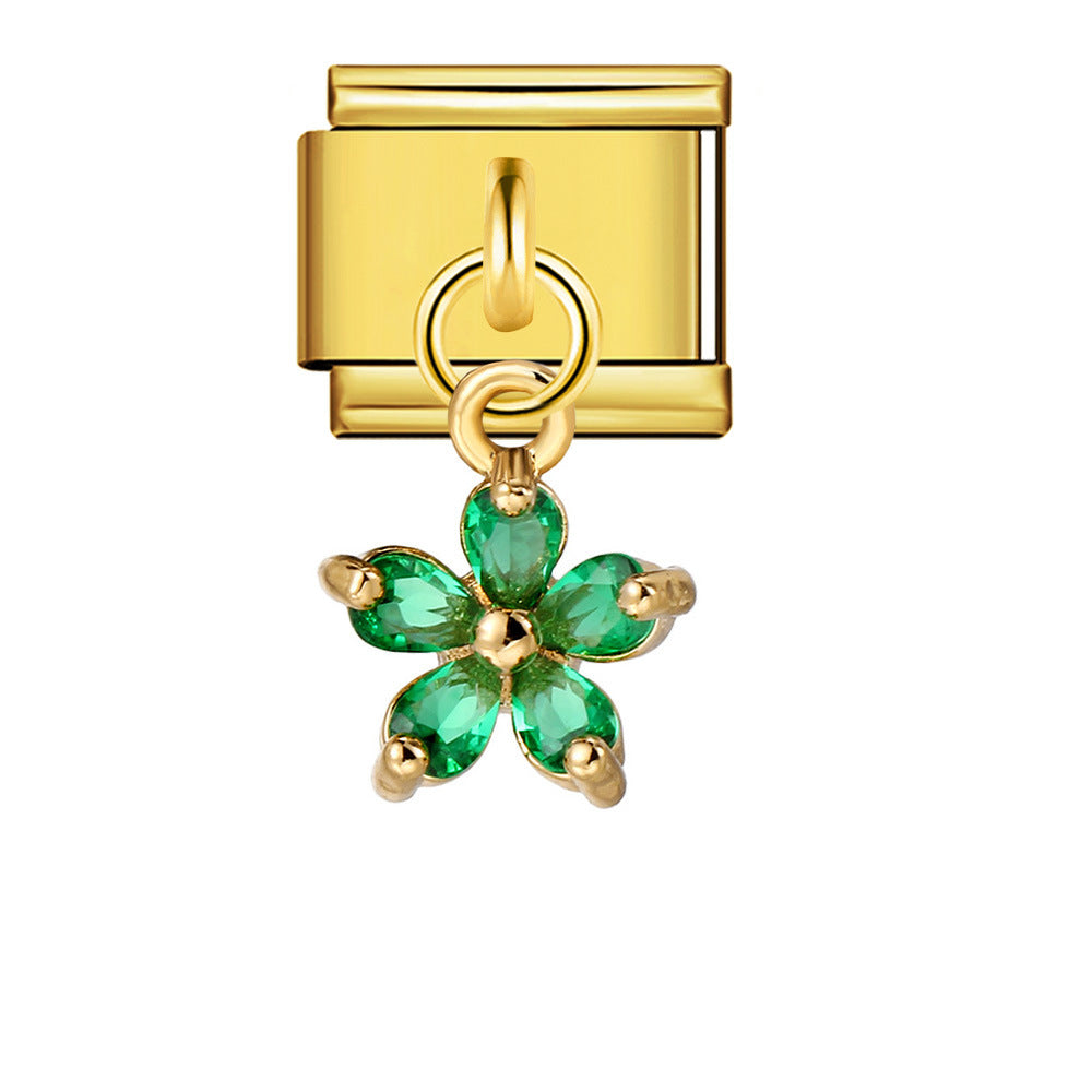 New Pearl Gemstone Hook Pendant Italian Module Bracelet DIY Elastic Splicing Stainless Steel Bracelet