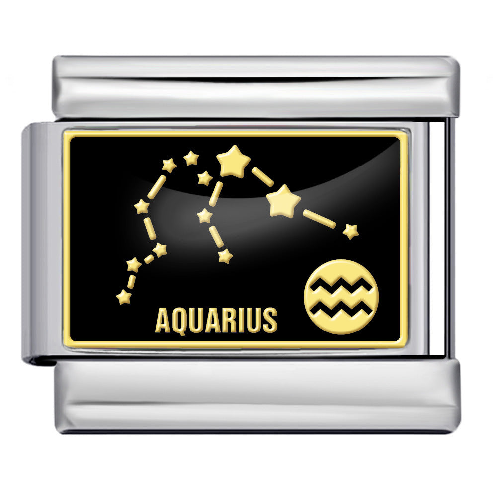 New Image Printing 12 Constellation Italian Module Bracelet Titanium Steel Welding DIY Elastic Personalized Bracelet