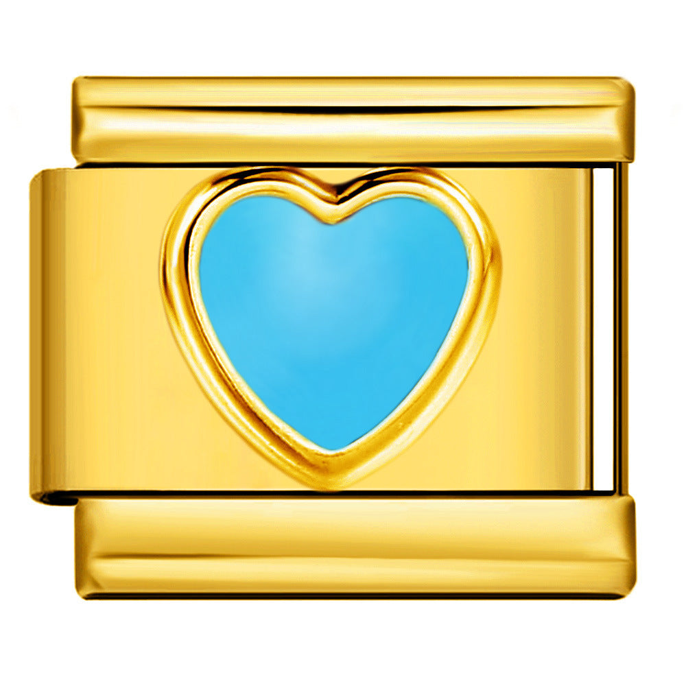 Italian Module Bracelet Color Drip Oil Stamping Pattern DIY Titanium Steel Elastic Splicing Bracelet Accessories Wholesale