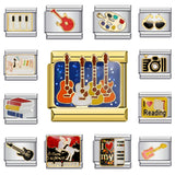 Music Hobby Series Stainless Steel Italian Module Bracelet Titanium Steel Welded Pattern DIY Bangle Wholesale