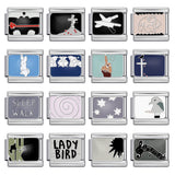 New DIY Italian Module Bracelet Titanium Steel Drip Oil Welding Pattern Strap Chain Fashion Splicing Strap Chain