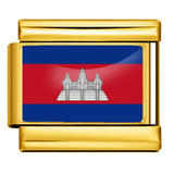 Gold Base World Flag Photo Resin Italian Charm Bracelet DIY Stainless Steel Stretch Watch Band Wristband