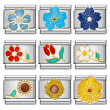 New Flower Series Titanium Steel Bracelet Welding Pattern Drip Oil DIY Italian Module Bracelet Strap Chain Wholesale