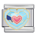 Colorful Drip Oil Love Element Italian Module Bracelet Welding Pattern DIY Elastic Splicing Stainless Steel Bracelet