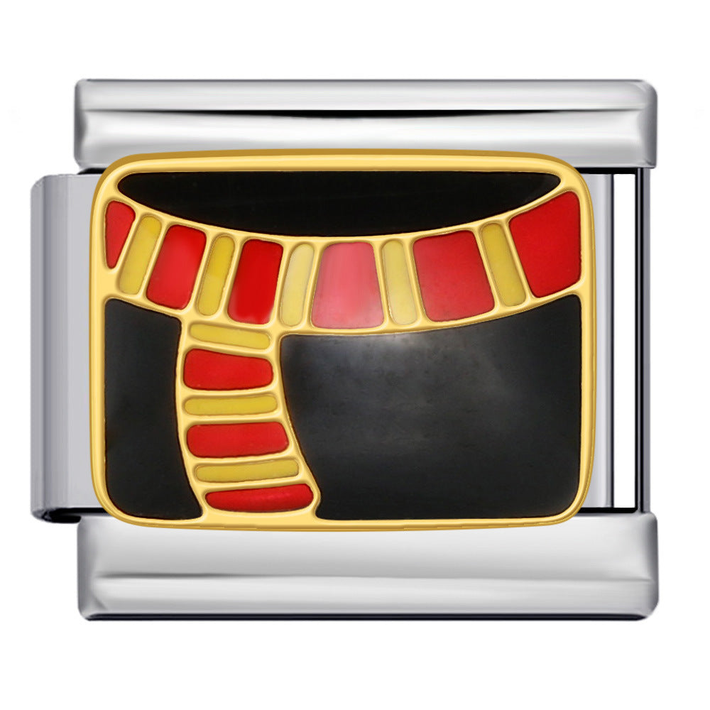 Personalized Pattern Italian Module Bracelet Stainless Steel Welding Drip Oil Cartoon DIY Elastic Splicing Bracelet