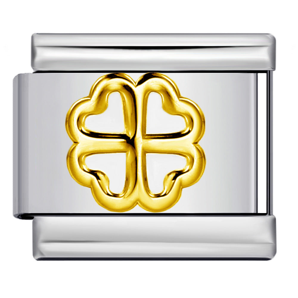 Titanium Steel Gold Silver Stamping Pattern DIY Italian Module Bracelet Italian Charm Bracelet