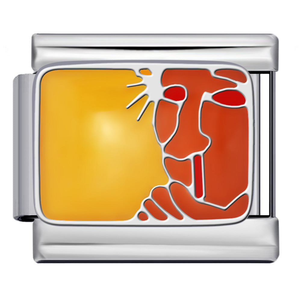 New Stainless Steel Welding Drip Oil DIY Bracelet Italian Module Bracelet Colorful Pattern Personalized Splicing Bracelet