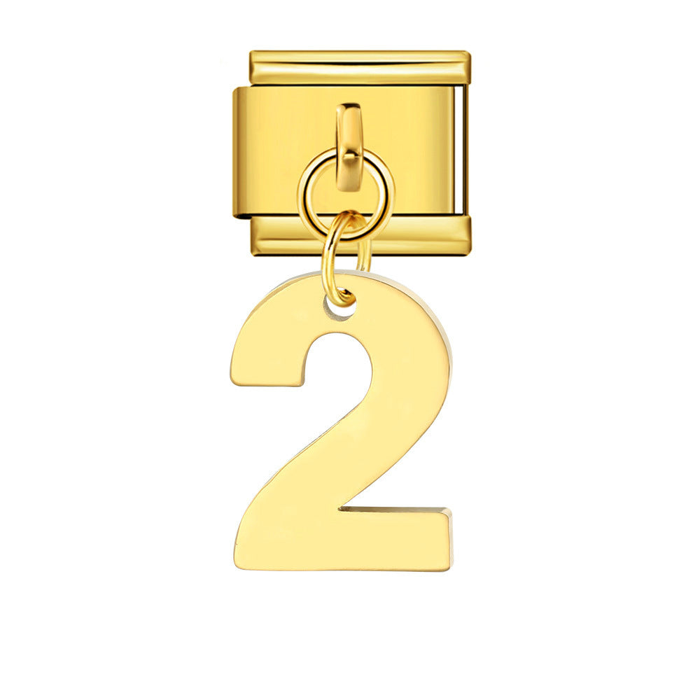 Single Digital Italian Module Bracelet Stainless Steel Hook Pendant DIY Elastic Bracelet Accessory