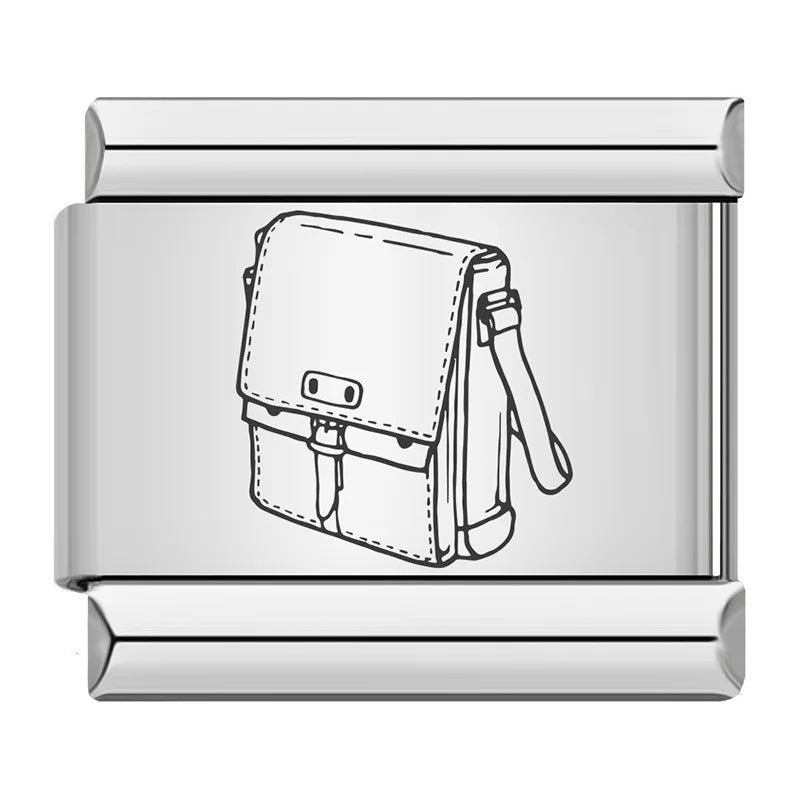 New Hat Backpack Pattern Italian Module Bracelet Titanium Steel Laser Carving DIY Strap Chain Wholesale