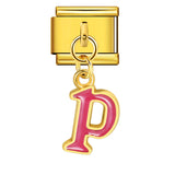 Gold Background, Colorful Oil Dripping Letters, Italian Module Bracelet, Titanium Steel Welded Hook, Fashionable and Simple Wristband Accessory