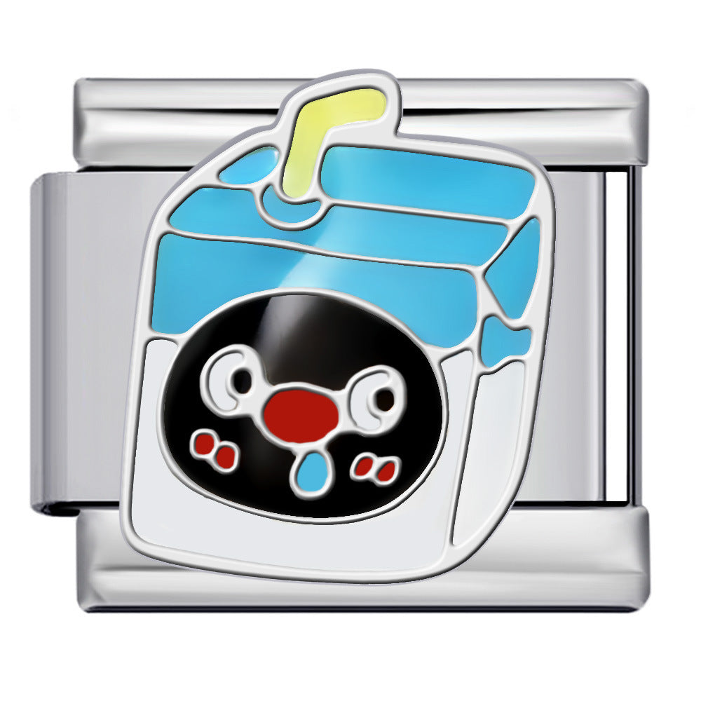 New Cartoon Animation Gold-plated Oil Drop DIY Italian Module Bracelet with Personalized Welding Pattern Stainless Steel Bracelet