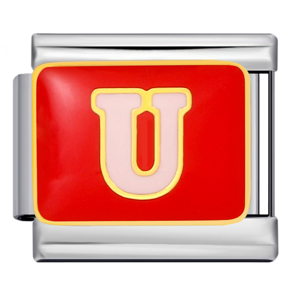 New Color Drip Oil Letter Italian Module Bracelet Titanium Steel Welding DIY Elastic Splicing Fashion Bracelet