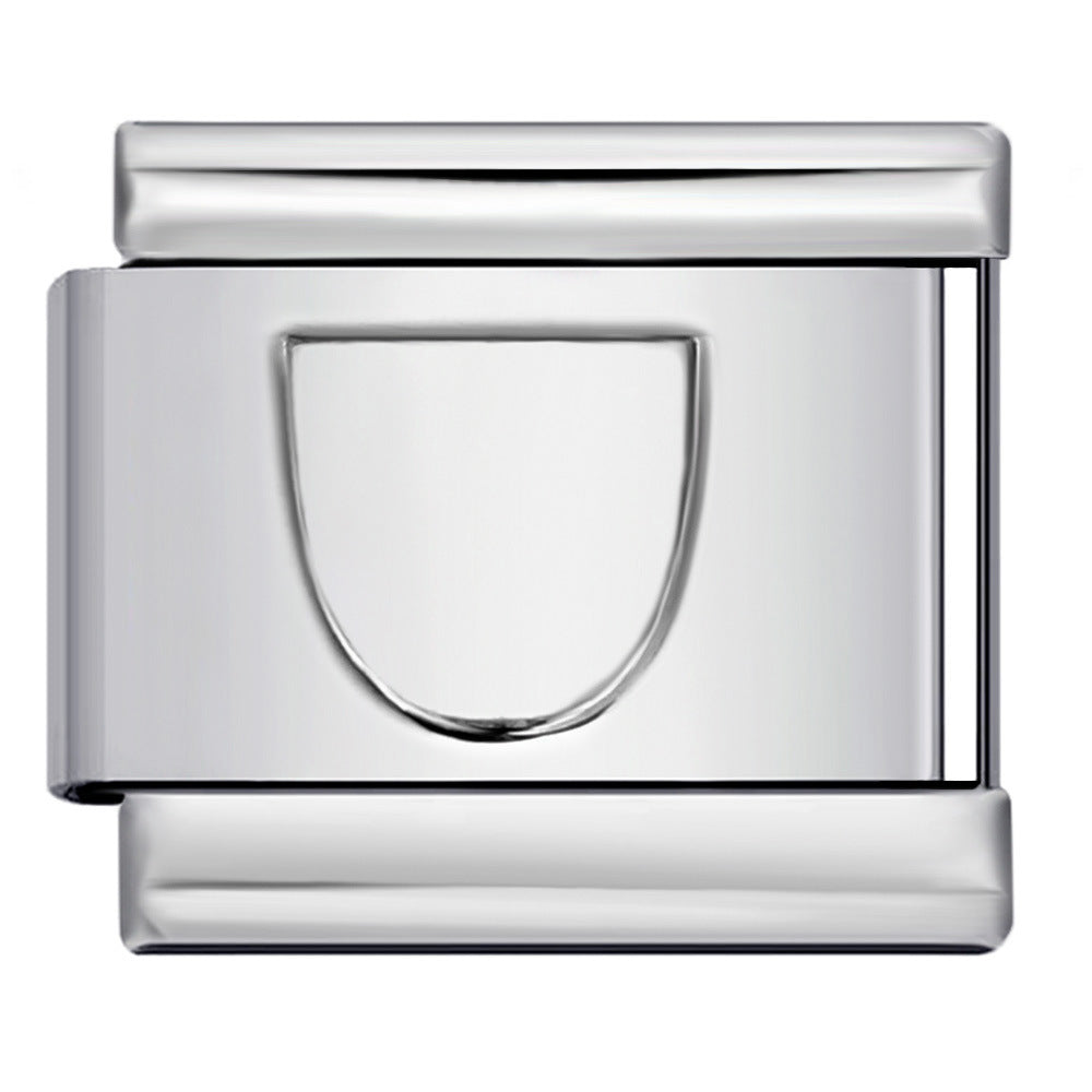 Concave Silver Titanium Steel Stamping Pattern DIY Italian Module Bracelet Italian Charm Bracelet