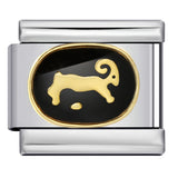 Italian Module Bracelet with Black Welding, Gold-plated Dripping Oil, Twelve Zodiac DIY Pattern, Stainless Steel Bracelet