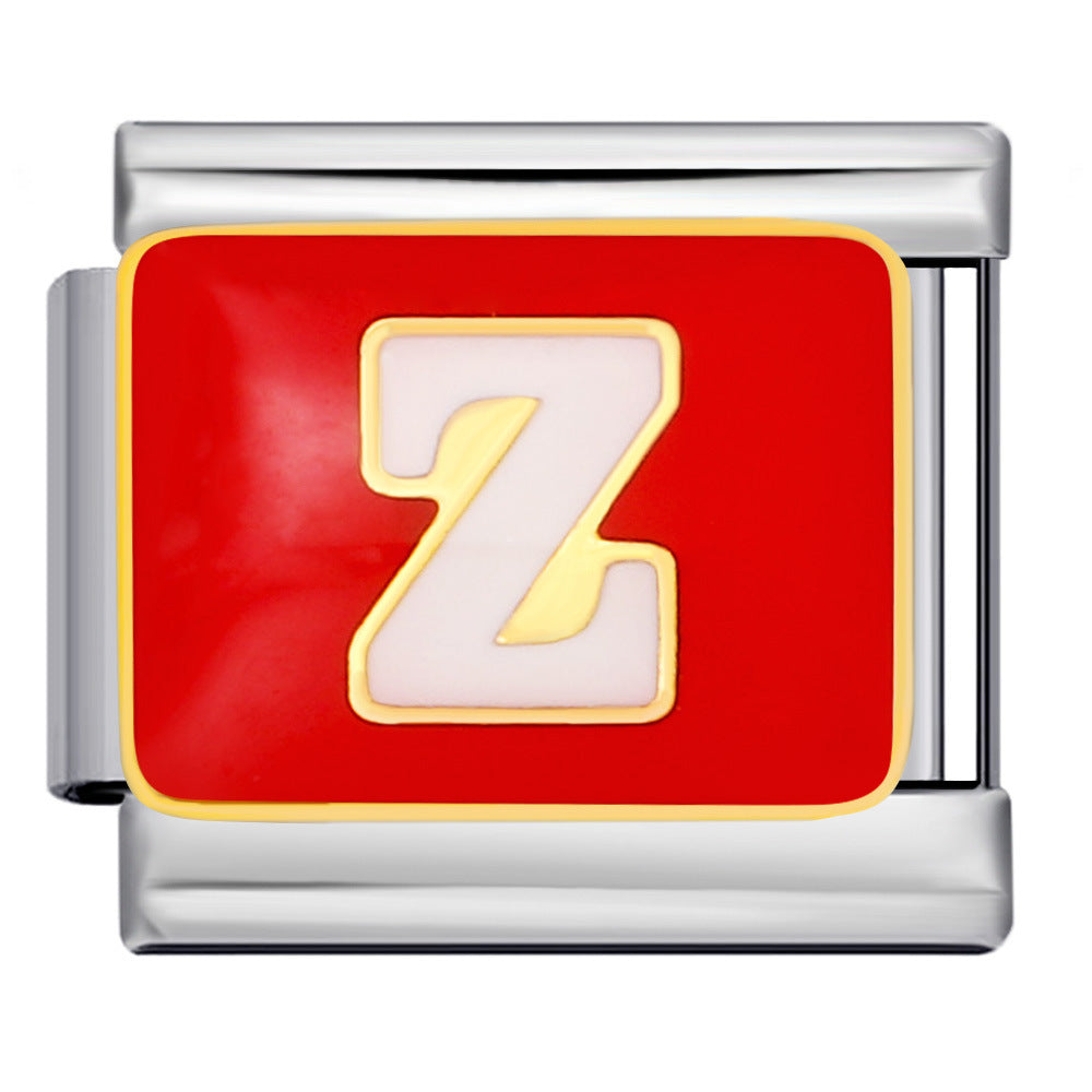 New Color Drip Oil Letter Italian Module Bracelet Titanium Steel Welding DIY Elastic Splicing Fashion Bracelet