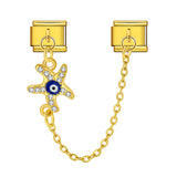 New Gold and Silver Devil's Eye Hook Chain Bracelet Stainless Steel DIY Elastic Italian Module Bracelet