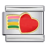 Rainbow Element Stainless Steel Italian Module Bracelet Welding Drip Oil Pattern DIY Bracelet Italian Charm