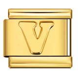 Golden Concave Letter Series Italian Module Bracelet Titanium Steel Stamping DIY Elastic Splicing Bracelet Accessories