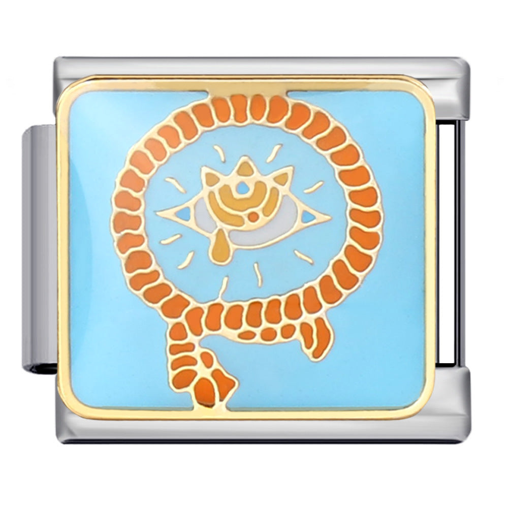 Italian Module Bracelet Devil's Eye Titanium Steel Welding Drip Oil Pattern DIY Elastic Splicing Personalized Strap Chain