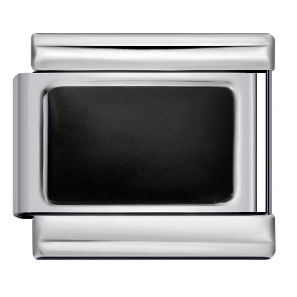 New Titanium Steel Pentagram Eye Italian Module Bracelet Stamped Pattern Drip Oil DIY Elastic Strap Chain