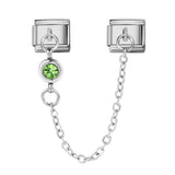 Double Hooked 12 Birthday Stone Italian Module Bracelet Creative DIY Elastic Splicing Titanium Steel Strap Chain