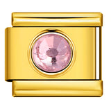 Gold Colored Heart-shaped Circle Diamond Italian Module Bracelet DIY Titanium Steel Welded Elastic Watch Chain Accessory