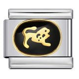 Italian Module Bracelet with Black Welding, Gold-plated Dripping Oil, Twelve Zodiac DIY Pattern, Stainless Steel Bracelet